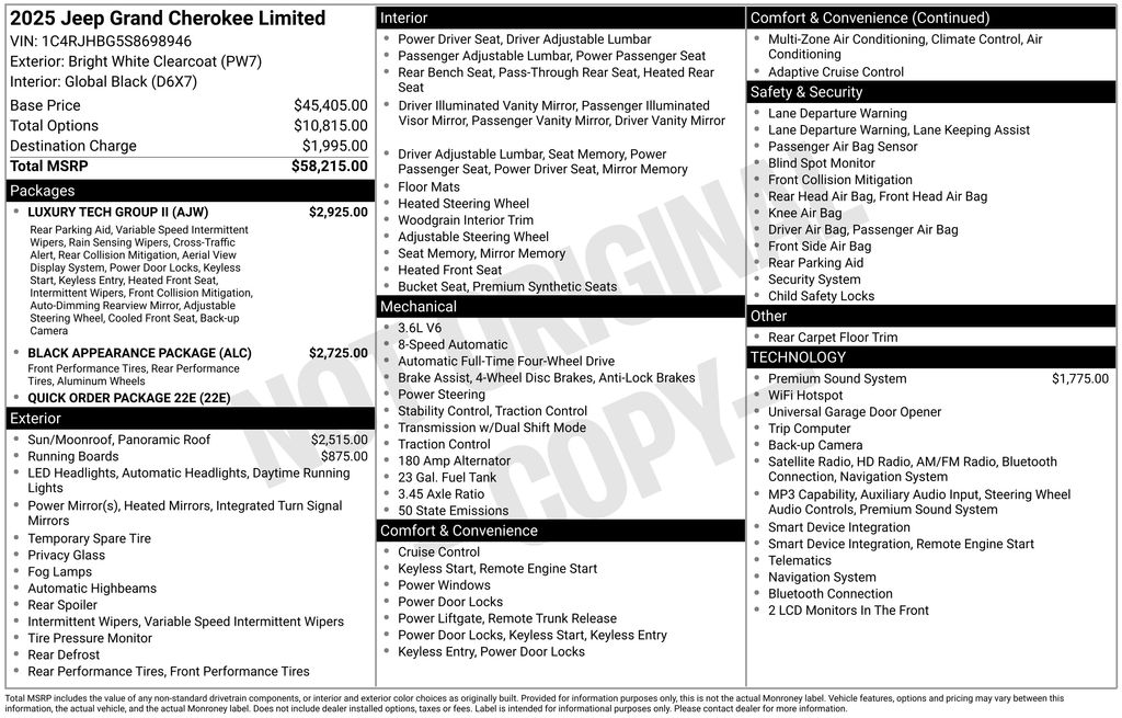 jeep grand cherokee 2025 1C4RJHBG5S8698946 image jeep grand cherokee 2025 1C4RJHBG5S8698946 image